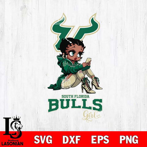 South Florida Bulls Beauty Black Fan Girl Football, Svg Eps Dxf Png File, Digital Download