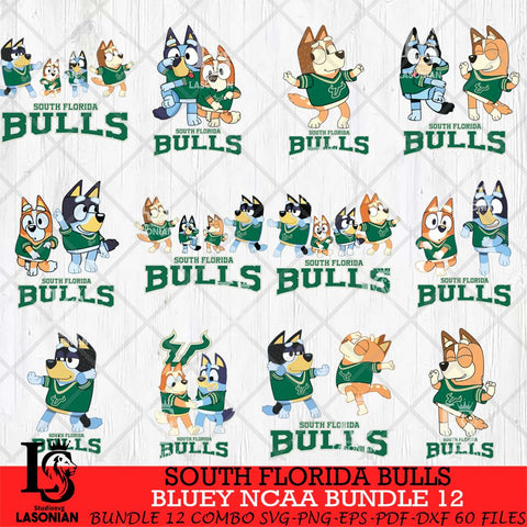 South Florida Bulls Bluey Dace Mode NCAA Bundle 12 SVG Eps Dxf Png File, Digital Download, Instant Download