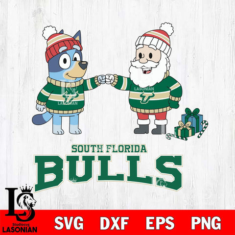 South Florida Bulls Bluey With Satan Christmas File Cut, NCAA SVG DXF EPS PNG FILE, Digital Download,Instant Download, Silhouette