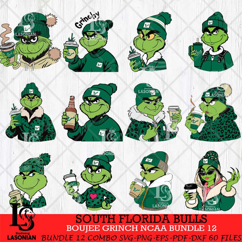 South Florida Bulls Boujee Grinch NCAA Bundle 12 SVG Eps Dxf Png File, Digital Download, Instant Download