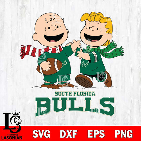 South Florida Bulls Charlie Brown & Linus Football Cricut,Christmas SVG DXF EPS PNG FILE, NCAA Digital Download,Instant Download, Silhouette