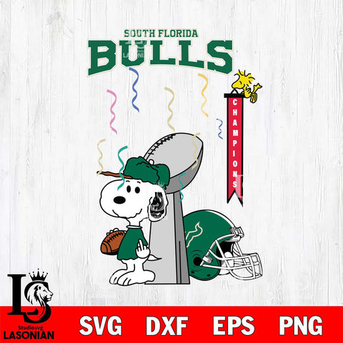 South Florida Bulls Charlie Brown and Snoopy Super Bowl Svg Eps Dxf Png File, NCAA svg , Digital Download , Instant Download, Cricut File