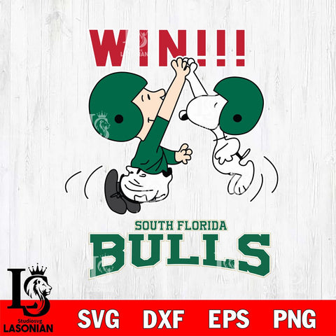South Florida Bulls Charlie Brown and Snoopy Win Svg Eps Dxf Png File, NCAA svg , Digital Download , Instant Download, Cricut File