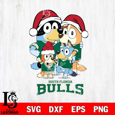 South Florida Bulls Christmas Bluey Family Sport Cut Files,Bluey Cricut,Christmas Svg , Bluey svg , Digital Download, dxf eps png pdf file