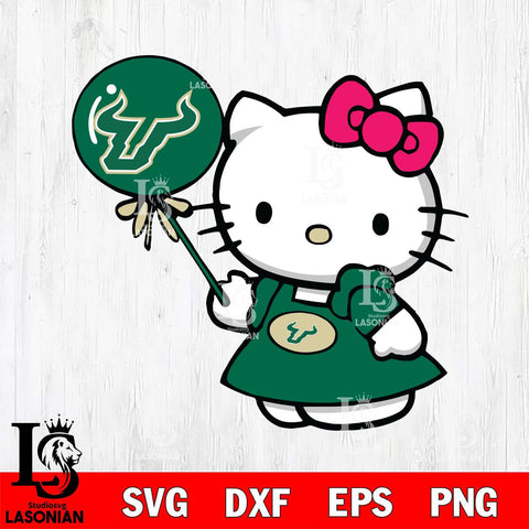 South Florida Bulls Cute Hello Kitty 2 Svg Eps Dxf Png File, Digital Download, Instant Download
