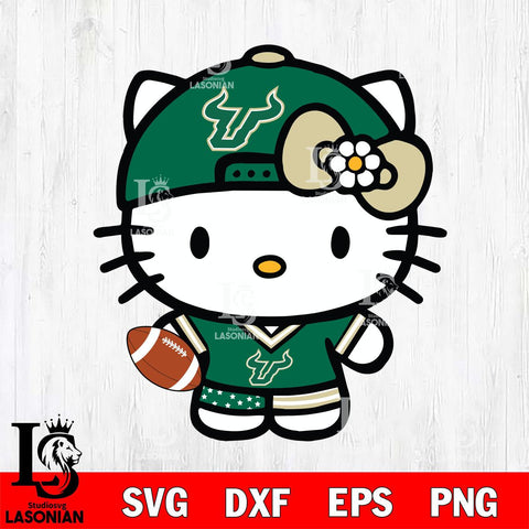 South Florida Bulls Cute Hello Kitty Football 10 Svg Eps Dxf Png File, NCAA svg, Digital Download, Instant Download