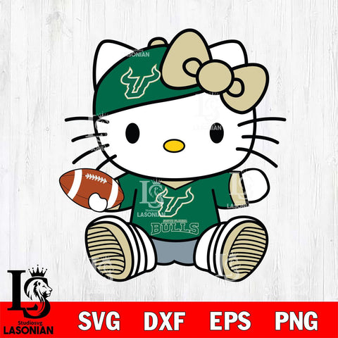 South Florida Bulls Cute Hello Kitty Football 11 Svg Eps Dxf Png File, NCAA svg, Digital Download, Instant Download