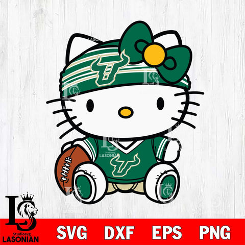 South Florida Bulls Cute Hello Kitty Football 12 Svg Eps Dxf Png File, NCAA svg, Digital Download, Instant Download