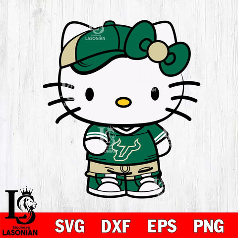 South Florida Bulls Cute Hello Kitty Football 2 Svg Eps Dxf Png File, NCAA svg, Digital Download, Instant Download