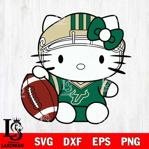 South Florida Bulls Cute Hello Kitty Football 5 Svg Eps Dxf Png File, NCAA svg, Digital Download, Instant Download