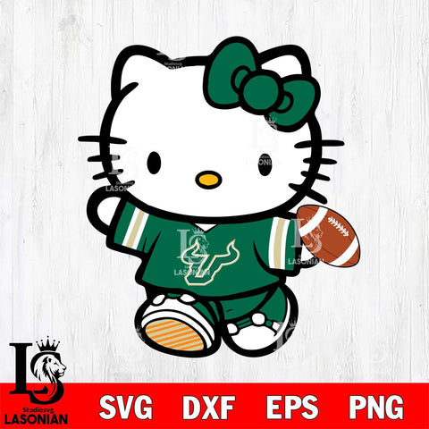 South Florida Bulls Cute Hello Kitty Football 7 Svg Eps Dxf Png File, NCAA svg, Digital Download, Instant Download