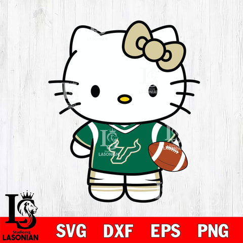 South Florida Bulls Cute Hello Kitty Football 8 Svg Eps Dxf Png File, NCAA svg, Digital Download, Instant Download