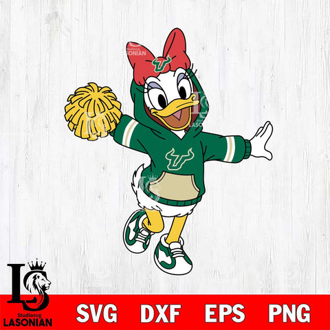 South Florida Bulls Daisy Duck Cheerleader Christmas File Cut, NCAA SVG DXF EPS PNG FILE, Digital Download , Criucut , Silhouette