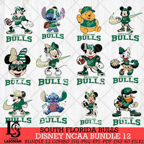 South Florida Bulls Disney NCAA Bundle Svg PNG 12 Svg Eps Dxf Png File, Digital Download