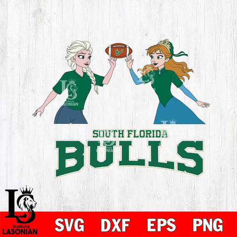 South Florida Bulls Elsa & Anna Football Cricut,Christmas SVG DXF EPS PNG FILE, NCAA Digital Download,Instant Download, Silhouette