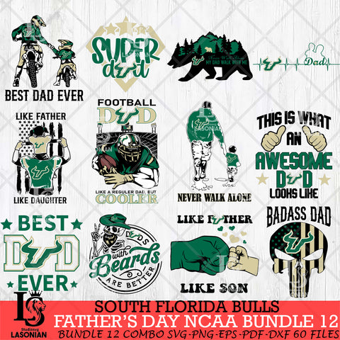 South Florida Bulls Fathers Day NCAA Bundle 12 Svg Eps Dxf Png File, Digital Download, Instant Download