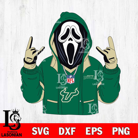 South Florida Bulls Ghostface Scream Football Halloween Svg Eps Dxf Png File, NCAA svg, Digital Download, Instant Download