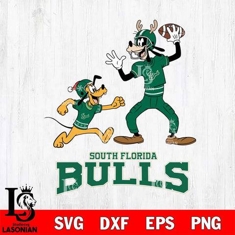 South Florida Bulls Goofy & Pluto Football Cricut,Christmas SVG DXF EPS PNG FILE, NCAA Digital Download,Instant Download, Silhouette