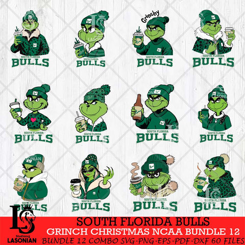 South Florida Bulls Grinch Christmas NCAA Bundle 12 Svg Eps Dxf Png File,Cricut files, Digital Download, Instant Download