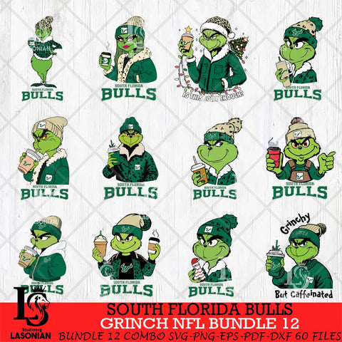 South Florida Bulls Grinch NCAA Bundle 12 SVG Eps Dxf Png File, Digital Download, Instant Download