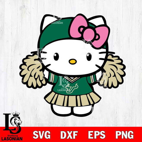 South Florida Bulls Hello Kitty Cheerleader 5 Svg Eps Dxf Png File, Digital Download, Instant Download
