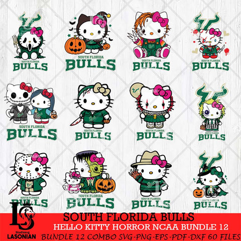 South Florida Bulls Hello Kitty Horror NCAA Bundle 12 SVG Svg Eps Dxf Png File, Digital Download