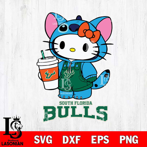South Florida Bulls Hello Kitty Stitch Svg Eps Dxf Png File, NCAA svg, Digital Download, Instant Download