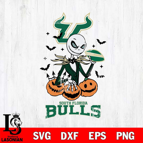 South Florida Bulls Jack Skellington 2 halloween Svg Eps Dxf Png File, NCAA svg, Digital Download, Instant Download