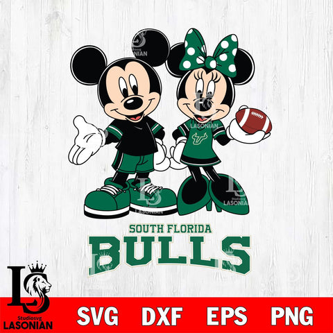South Florida Bulls Mickey Minnie Football Svg Eps Dxf Png File, NCAA svg , Digital Download , Instant Download, Cricut File