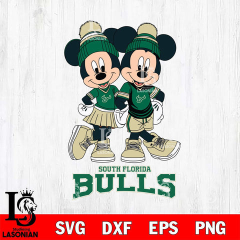 South Florida Bulls Mickey Minnie Valentine Football Svg Eps Dxf Png File, NCAA svg , Digital Download , Instant Download, Cricut File