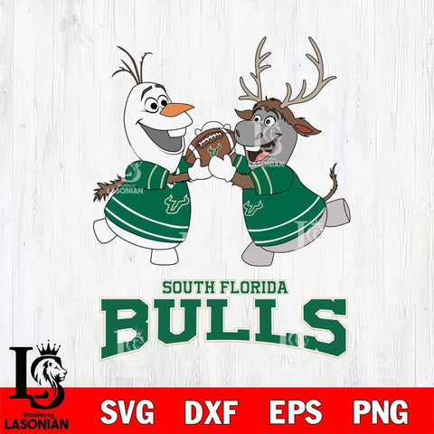 South Florida Bulls Olaf & Sven Football Cricut,Christmas SVG DXF EPS PNG FILE, NCAA Digital Download,Instant Download, Silhouette