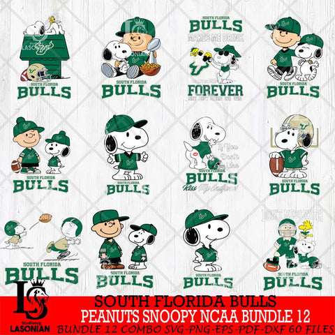 South Florida Bulls Peanuts Snoopy Player NCAA Bundle 12 SVG DXF EPS PNG FILE,Snoopy File Cut, bundle NCAA Digital Download,Instant Download, Silhouette