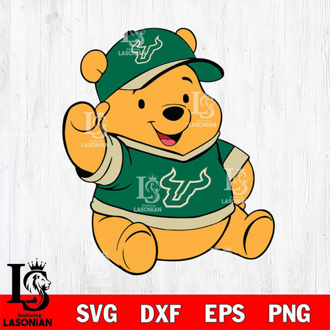 South Florida Bulls Pooh Bear Svg Eps Dxf Png File, NCAA svg, Digital Download, Instant Download