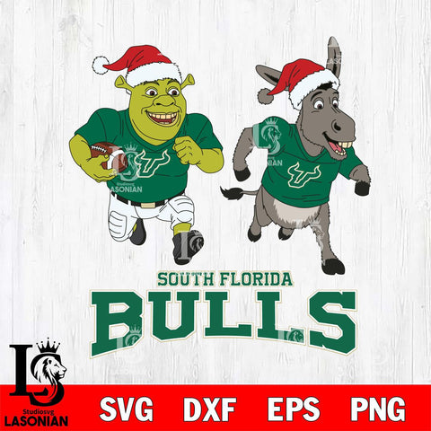 South Florida Bulls Shrek and Donkey Football Cricut,Christmas SVG DXF EPS PNG FILE, NCAA Digital Download,Instant Download, Silhouette