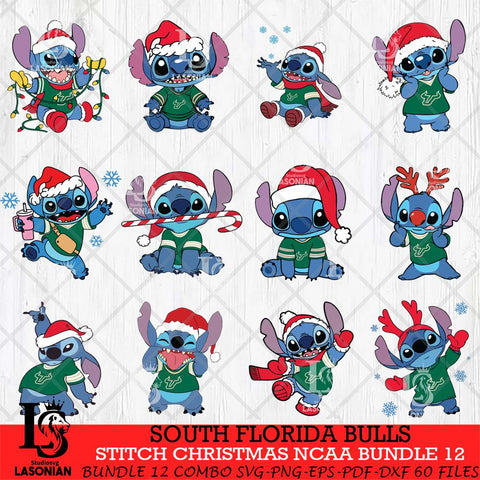 South Florida Bulls Stitch Christmas NCAA Bundle 12 Svg Eps Dxf Png File, Digital Download, Instant Download