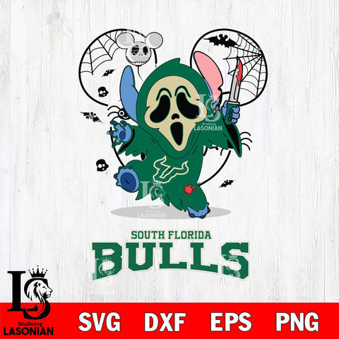South Florida Bulls Stitch Ghost Face Halloween 2 Svg Eps Dxf Png File, Digital Download, Instant Download