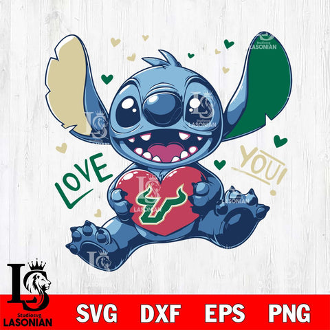 South Florida Bulls Stitch Love Svg Eps Dxf Png File, NCAA svg, Digital Download, Instant Download