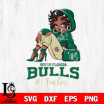 South Florida Bulls #1 beauty Black Fan Girl, Svg Eps Dxf Png File, Digital Download
