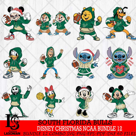 South Florida Bulls  Disney christmas NCAA Bundle File Cut, Bundle NCAA SVG DXF EPS PNG FILE, Digital Download , Criucut , Silhouette