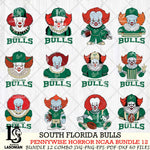 South Florida Bulls  Pennywise Horror NCAA Bundle 12 SVG Svg Eps Dxf Png File, Digital Download
