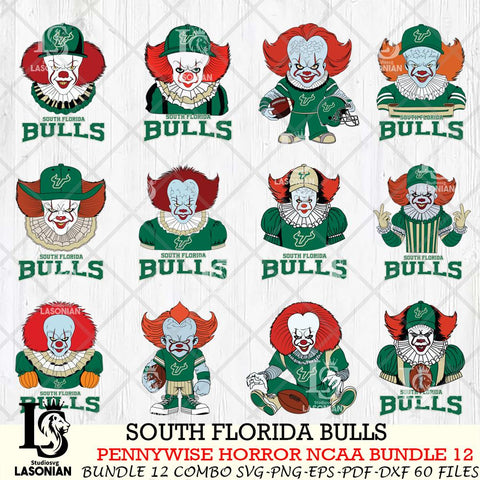 South Florida Bulls  Pennywise Horror NCAA Bundle 12 SVG Svg Eps Dxf Png File, Digital Download