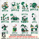 South Florida Bulls  Snoopy NCAA Bundle 12 SVG Svg Eps Dxf Png File, Digital Download