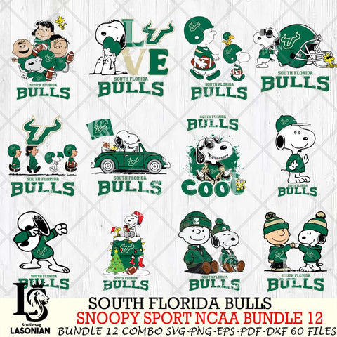 South Florida Bulls  Snoopy NCAA Bundle 12 SVG Svg Eps Dxf Png File, Digital Download