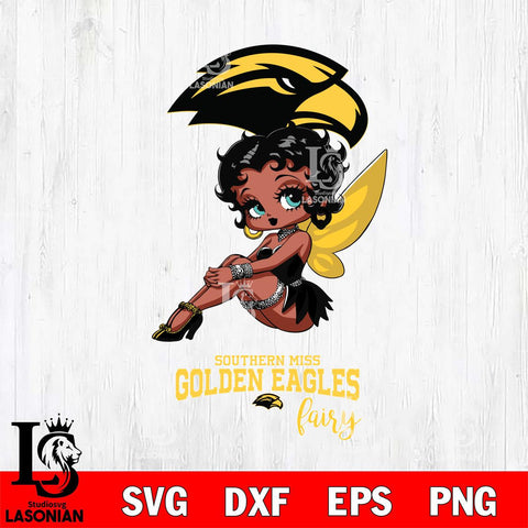 Southern Miss Golden Eagles Beauty Black Fairy Betty Boop, Svg Eps Dxf Png File, Digital Download