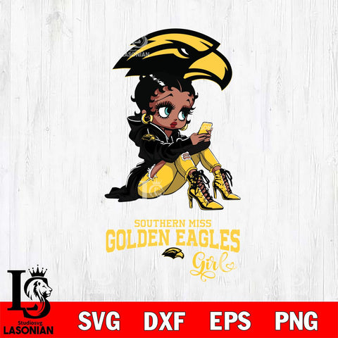 Southern Miss Golden Eagles Beauty Black Fan Girl Football, Svg Eps Dxf Png File, Digital Download
