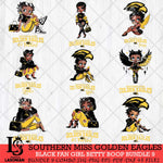 Southern Miss Golden Eagles Black Fan Girl Betty Boop Bundle 9, Svg Eps Dxf Png File, Digital Download