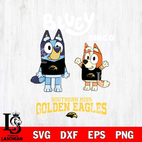 Southern Miss Golden Eagles Bluey & Bingo 4 Svg Eps Dxf Png File, NCAA svg, Digital Download, Instant Download