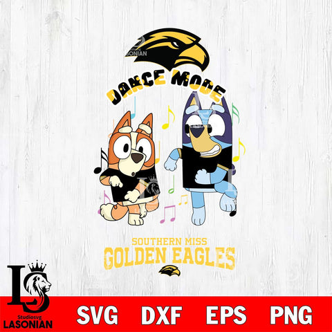 Southern Miss Golden Eagles Bluey Bingo Dance Mode Svg Eps Dxf Png File, NCAA svg, Digital Download, Instant Download