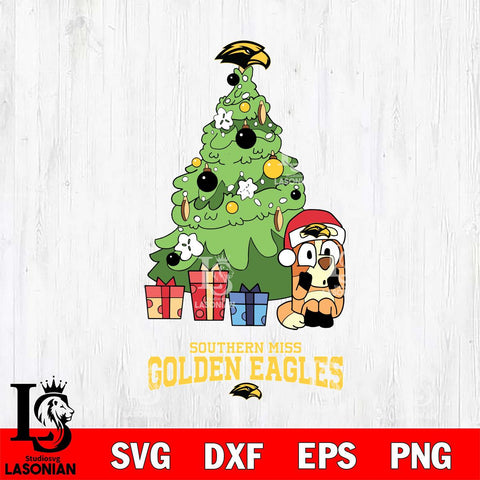 Southern Miss Golden Eagles Bluey Chilli Christmas Tree Svg Eps Dxf Png File, Digital Download