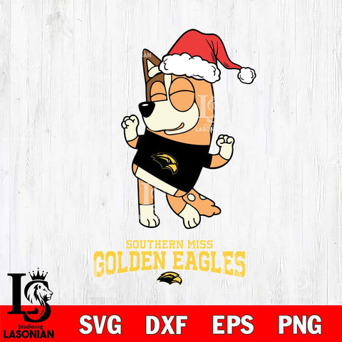 Southern Miss Golden Eagles Bluey Chilli Happy Christmas Svg Eps Dxf Png File, Digital Download